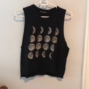 Brandy Melville cut off black T-shirt with moons